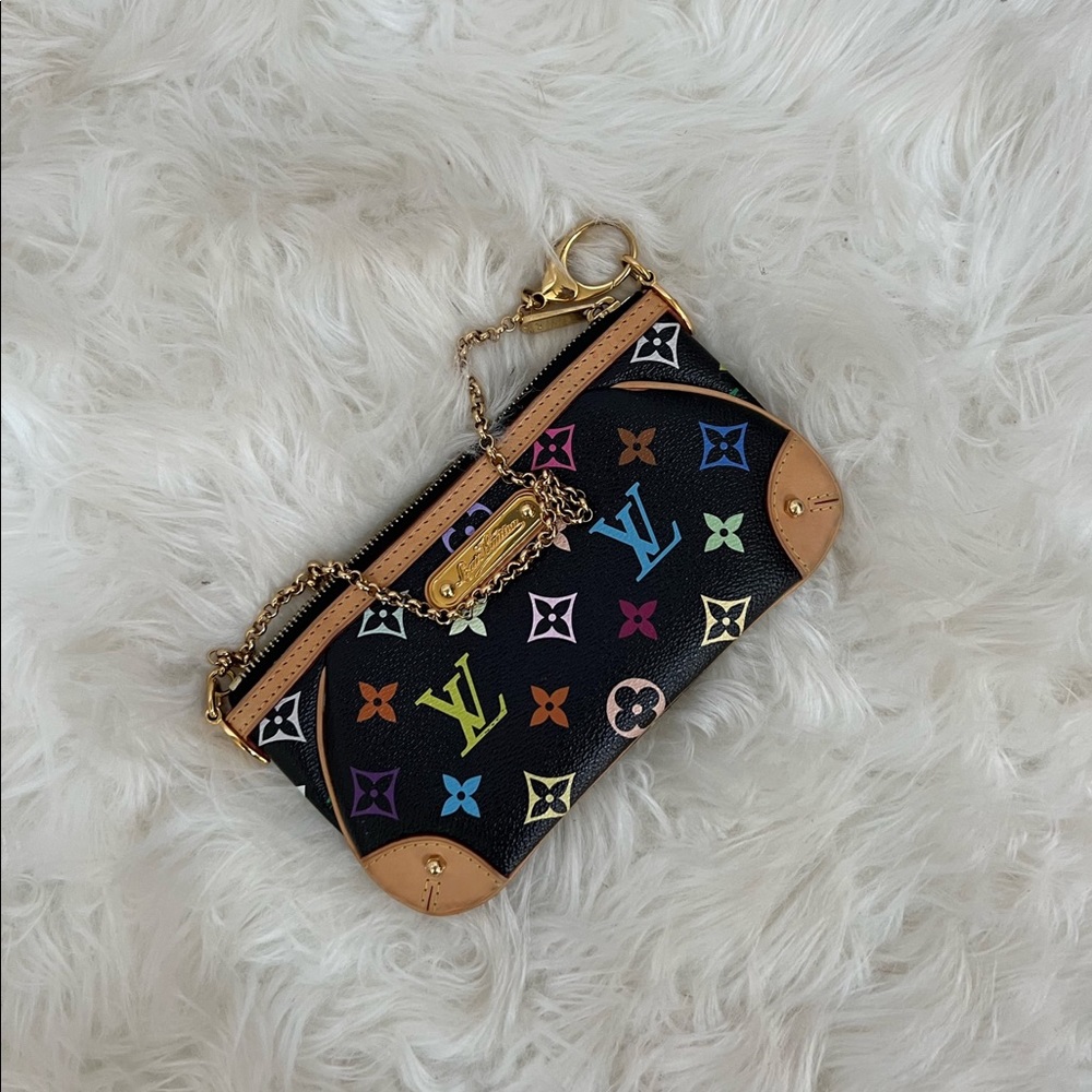 Louis Vuitton x Takashi Murakami Black Monogram Multicolor Wristlet